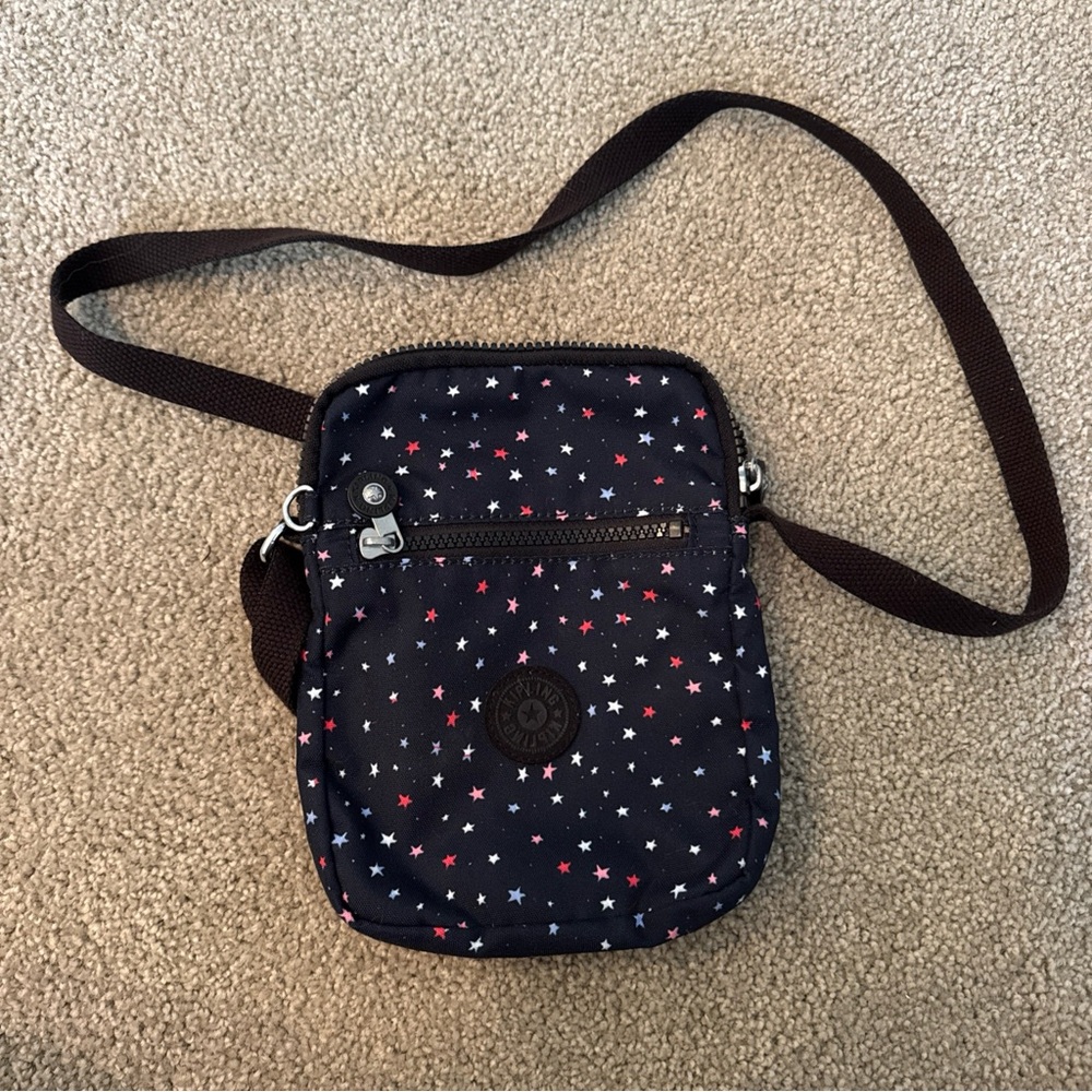 Kipling Americana Stars Cell Phone Bag with Strap Navy Blue